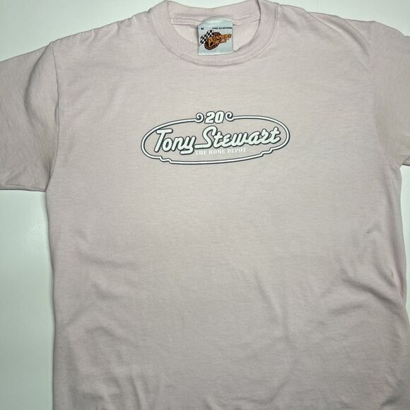 Vtg Winners Circle Tony Stewart 20 Pink T Shirt Size Medium Home Depot Y2K - Picture 2 of 6